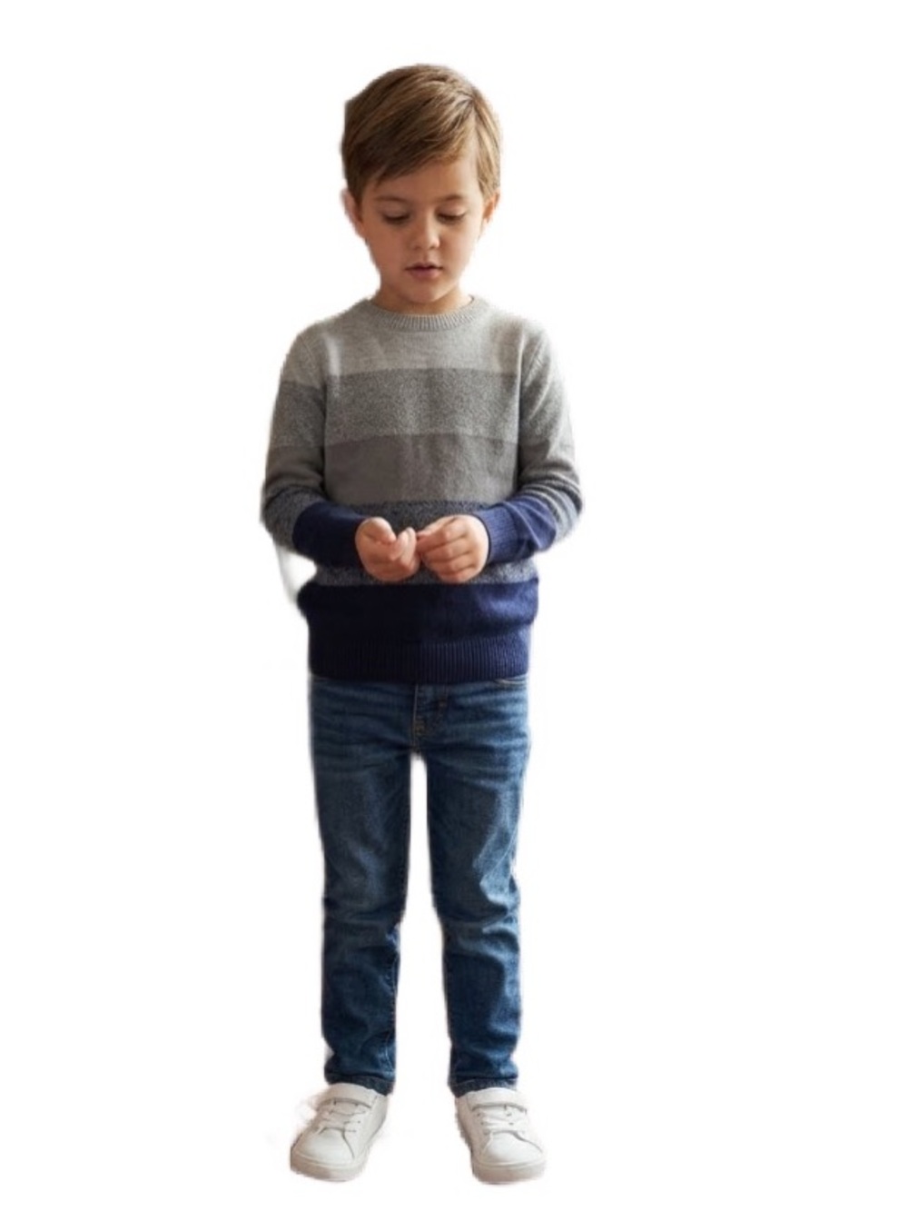 EUC Place Kids' Striped Sweater in Blue and Gray Size 5/6